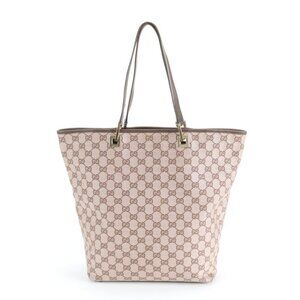 Gucci GG Canvas 002 Leather Tote Shoulder Hand Pink Brown